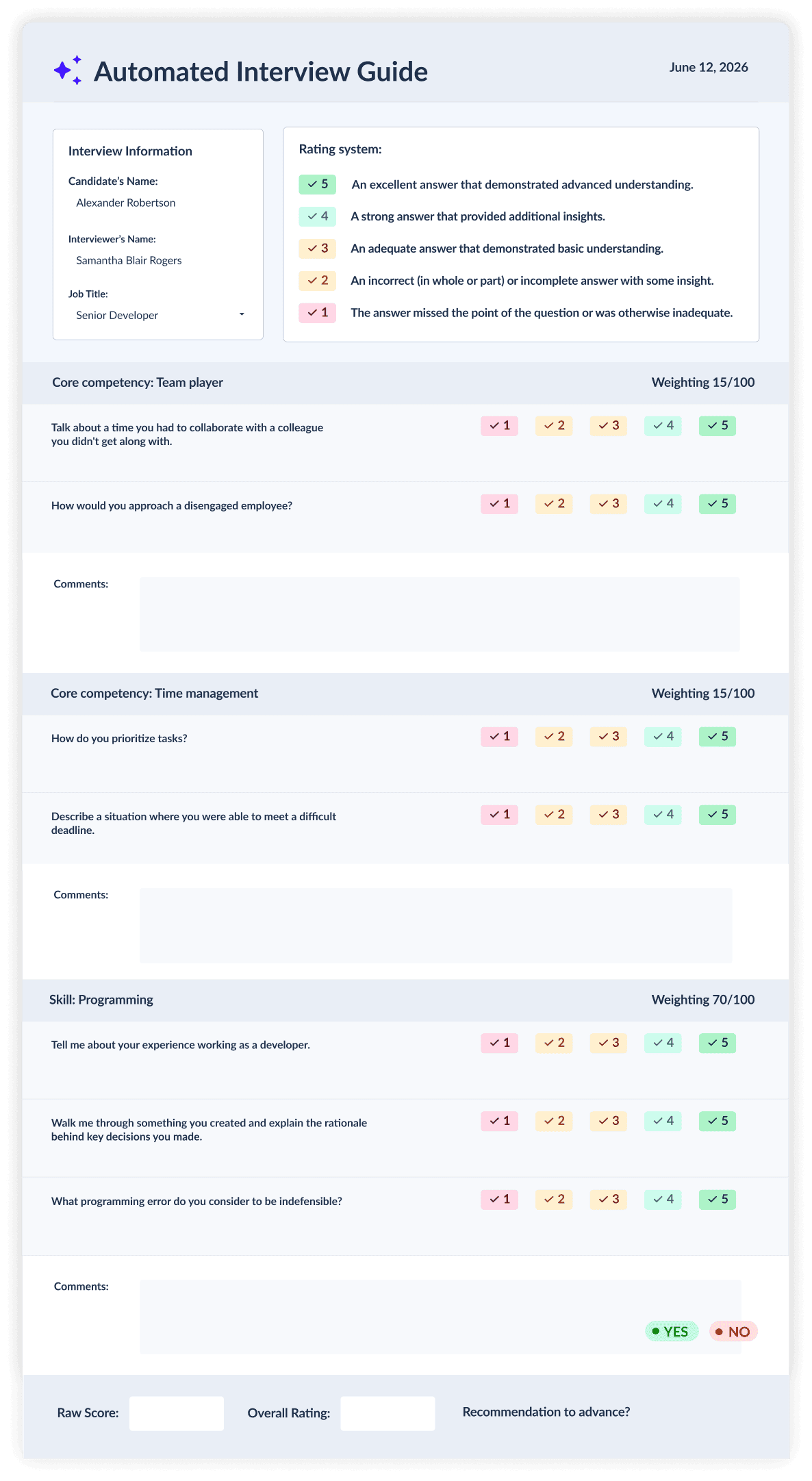 Automated Interview Guides Example